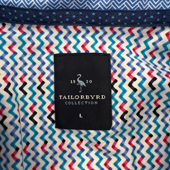 TailorBryd Men's Chevron Print Logo W/Contrasting Cuff Button Down Shirt -SIZE L - Picture 6 of 9